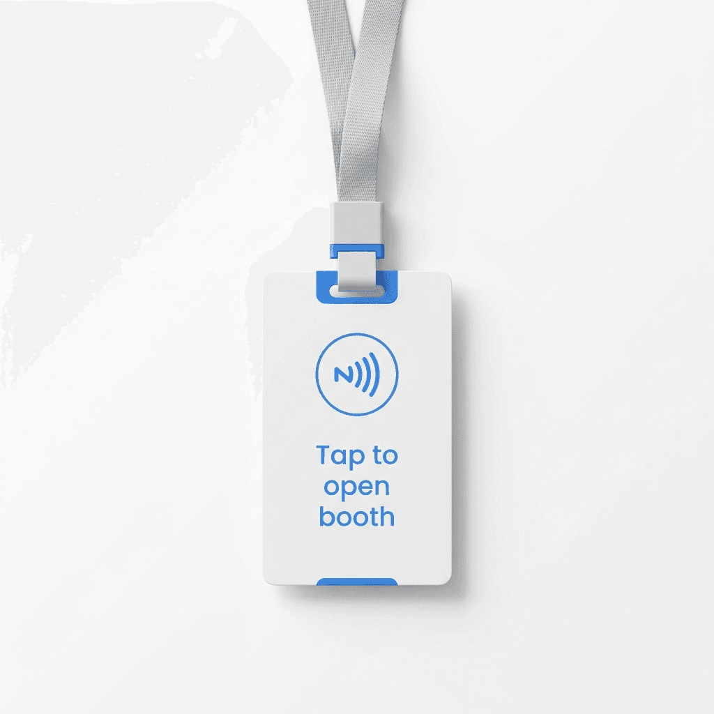 Staff NFC lanyard badge — Tap to open booth